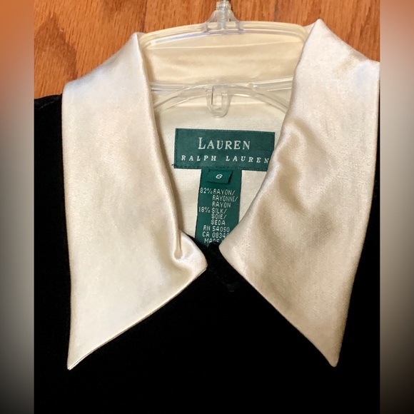 1990s Vtg Women’s 8 Collared Cuffed LAUREN RALPH LAUREN Velour Textured Dress - Picture 12 of 16